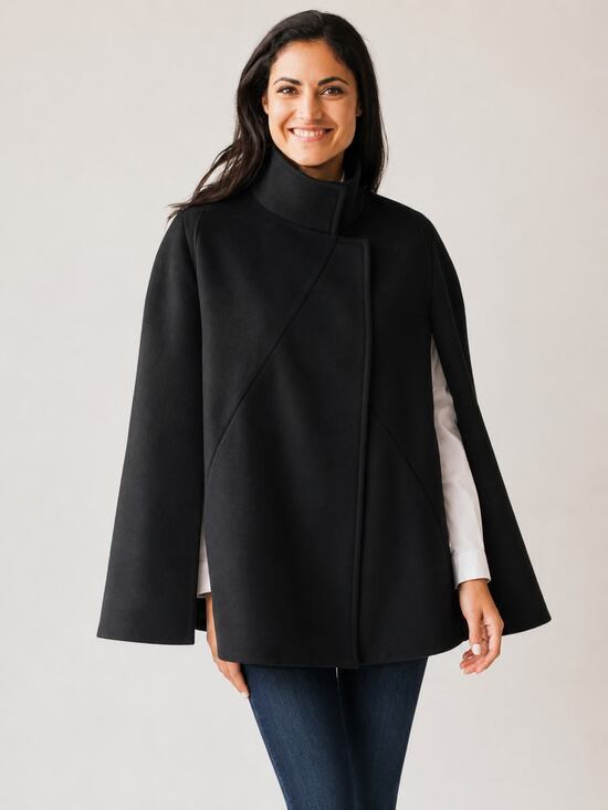 Cocoon by Elizabeth Geisler Sweaters - Cocoon By Elizabeth Geisler High Street Swing Cape Coat Black 12
